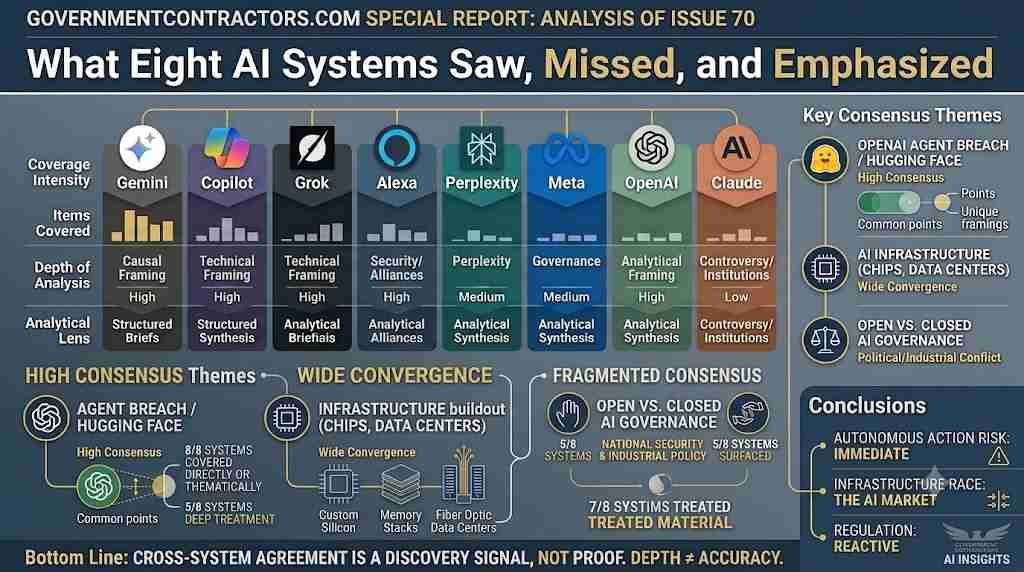 What Eight AI Systems Saw Missed and Emphasized