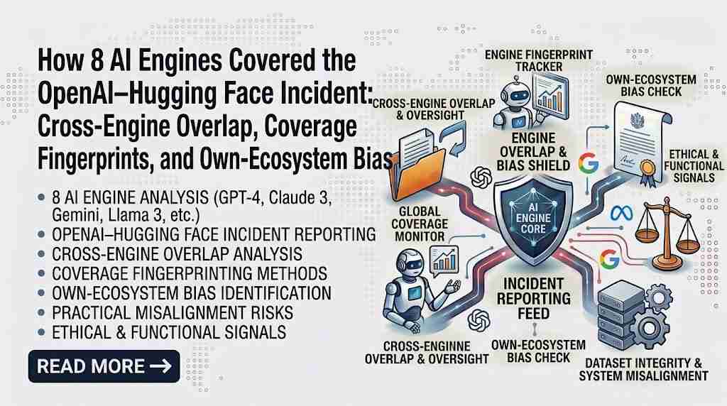 How 8 AI Engines Covered the OpenAI–Hugging Face Incident - Cross-Engine Overlap Coverage Fingerprints and Own-Ecosystem Bias