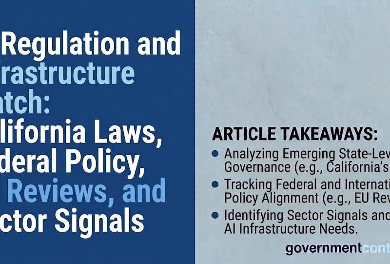 AI Regulation and Infrastructure Watch - California Laws Federal Policy EU Reviews and Sector Signals