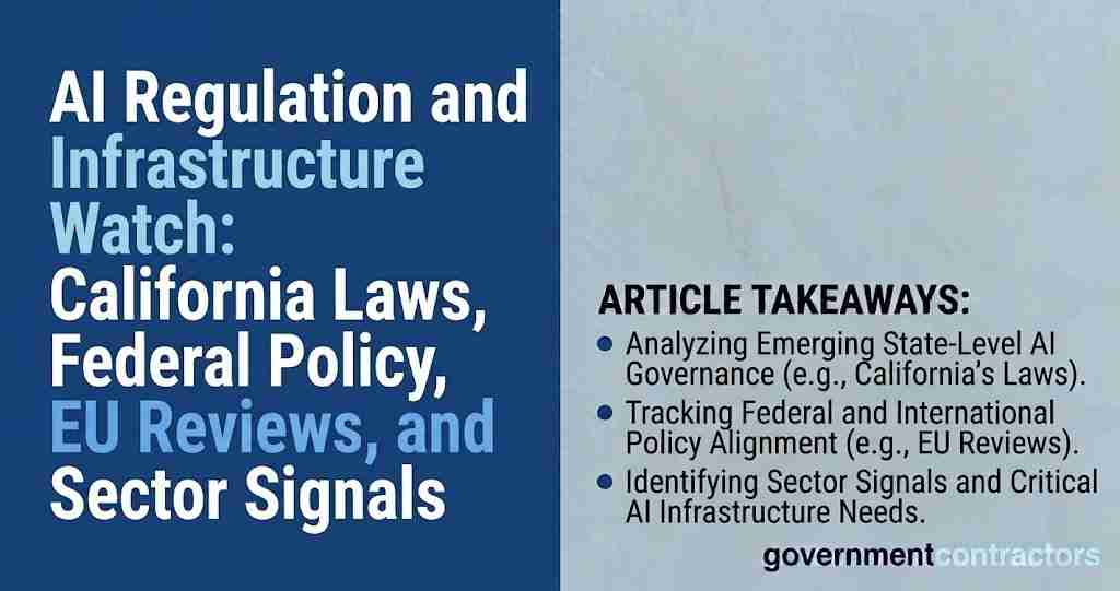 AI Regulation and Infrastructure Watch - California Laws Federal Policy EU Reviews and Sector Signals