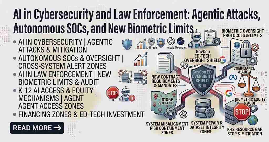 AI in Cybersecurity and Law Enforcement: Agentic Attacks, Autonomous SOCs, and New Biometric Limits