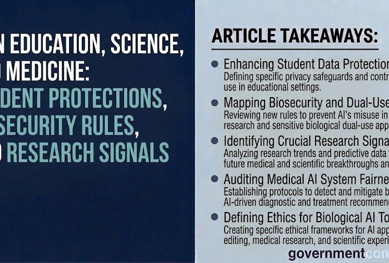 AI in Education Science and Medicine - Student Protections Biosecurity Rules and Research Signals