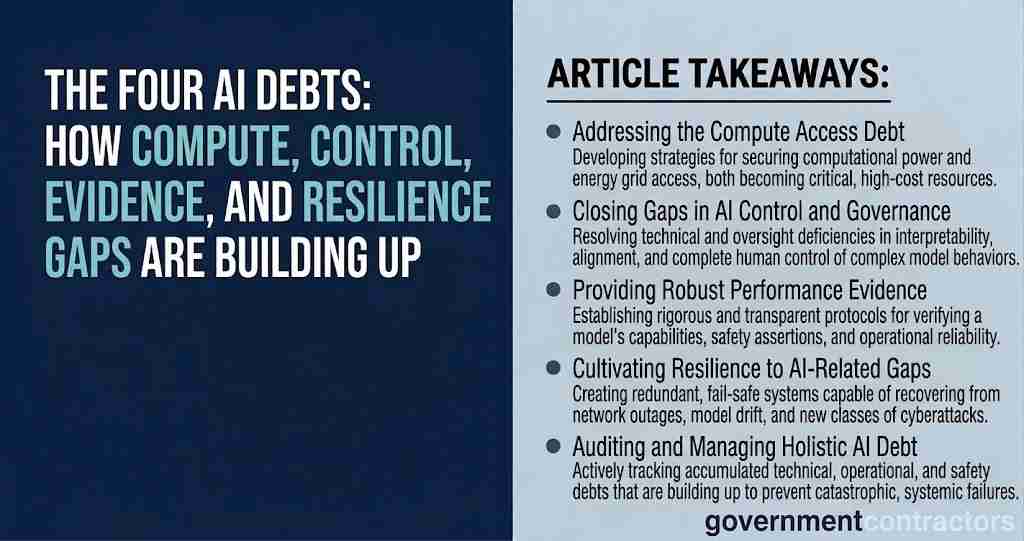 The Four AI Debts - How Compute Control Evidence and Resilience Gaps Are Building Up