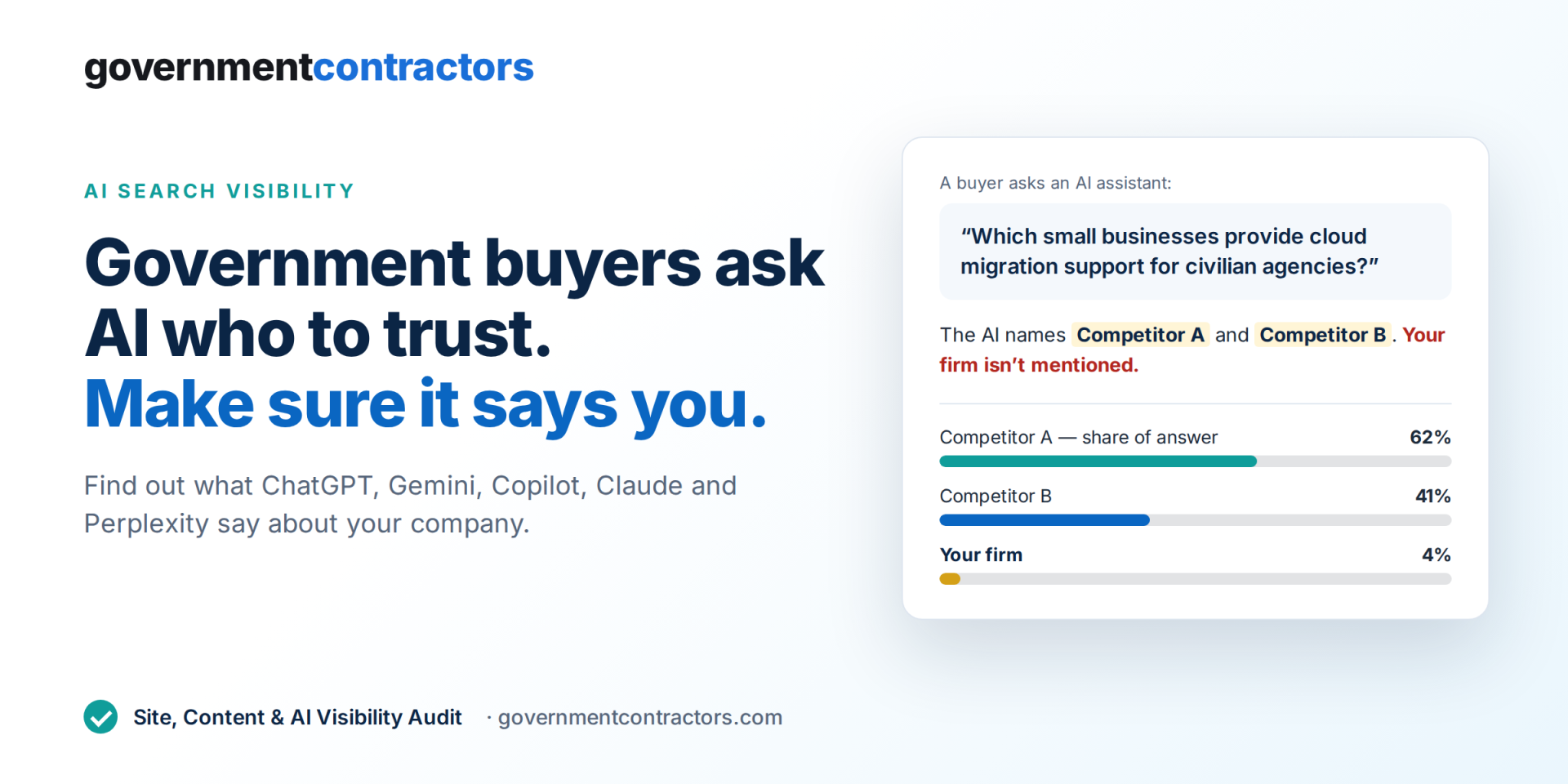 Government buyers ask AI who to trust. Make sure it says you.